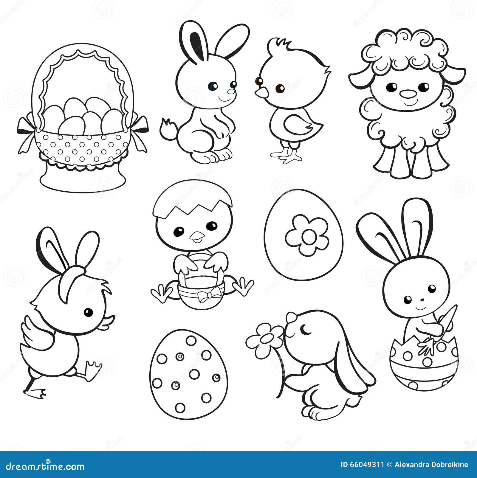 Happy Easter Chick. Coloring Page Vector Illustration | CartoonDealer