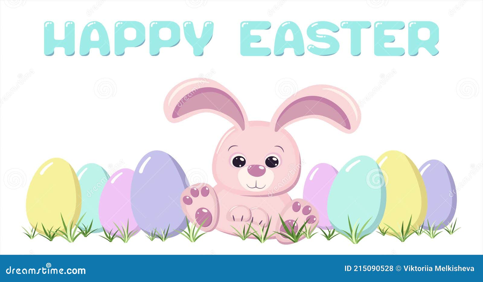 Happy Easter 4K Animated Greeting Card with Pink Rabbit, Pastel Colored  Painted Eggs, Grass and Cute Blue Descending Stock Footage - Video of  season, decorative: 215090528