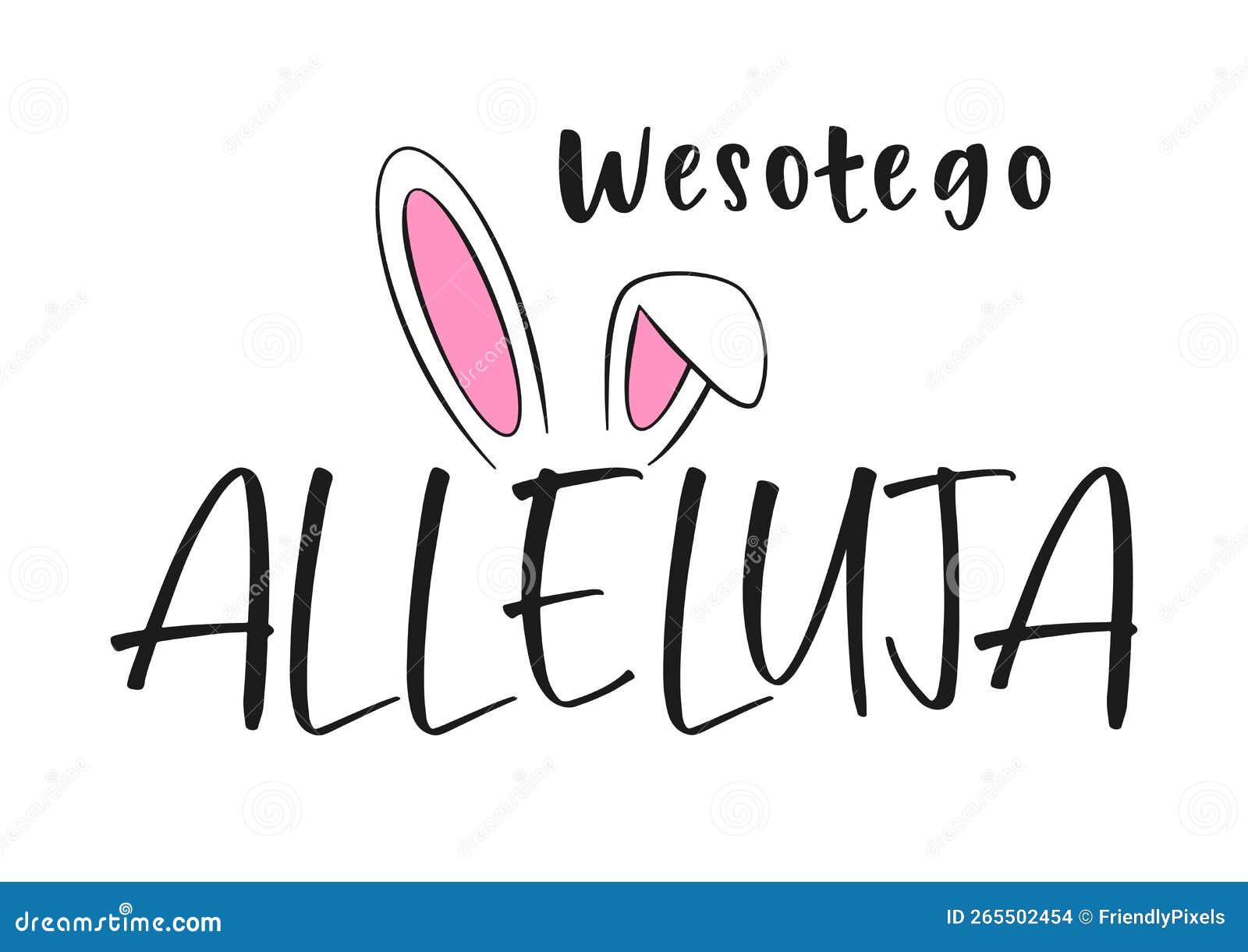 Happy Easter Lettering in Polish and Bunny Ears. Cartoon Stock Vector ...