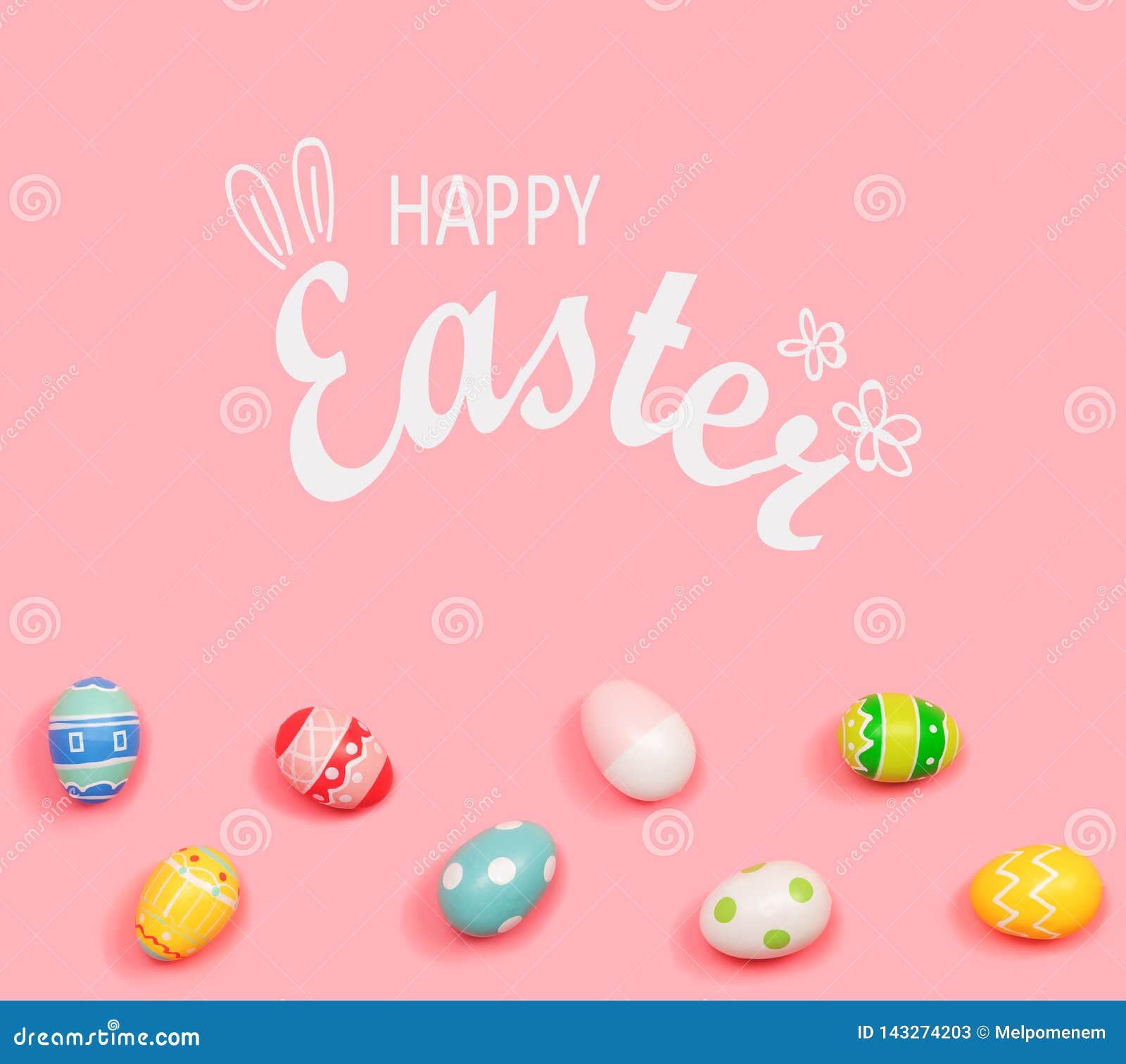 Happy Easter Message with Easter Eggs Stock Image Image of message