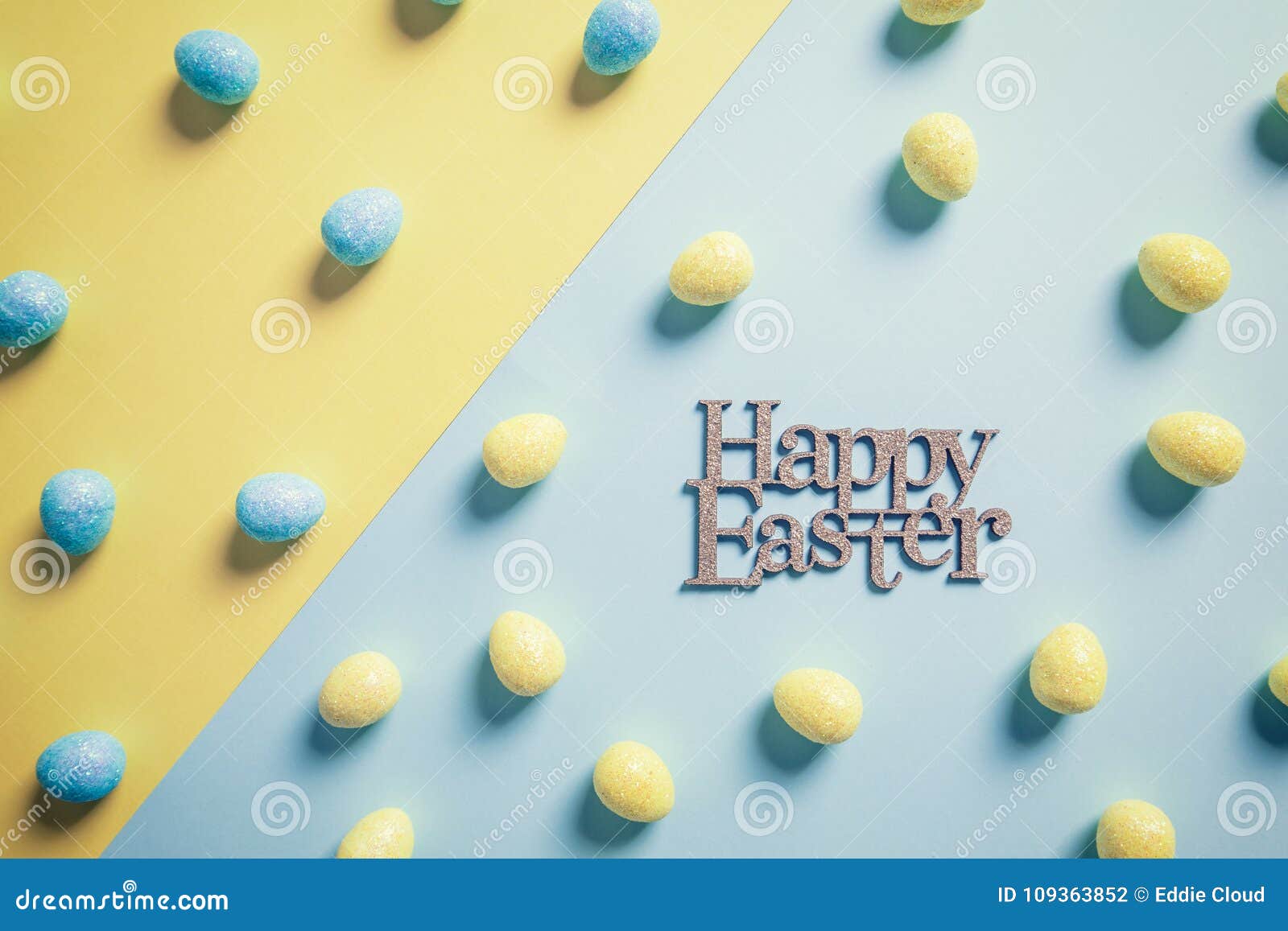 Happy Easter Pastel Yellow and Blue Design Stock Photo - Image of ...