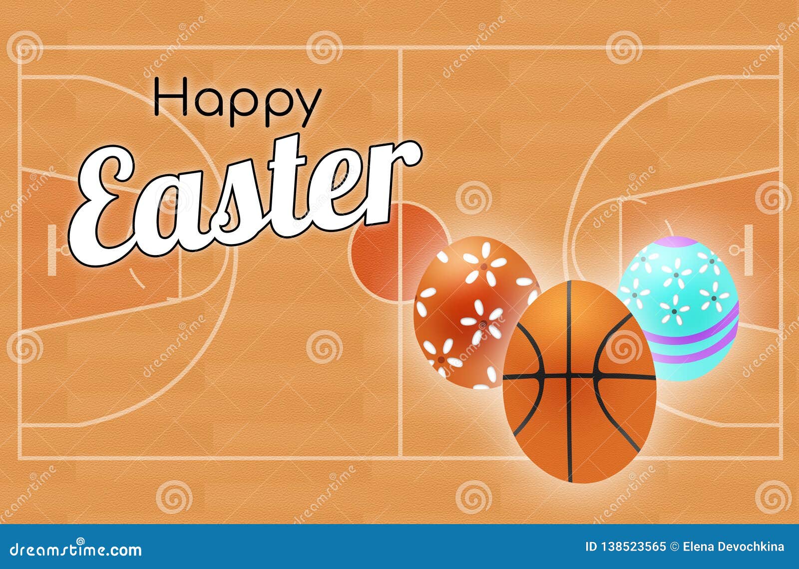 Happy Easter Postcard Cover Basketball Congratulation on the Field and