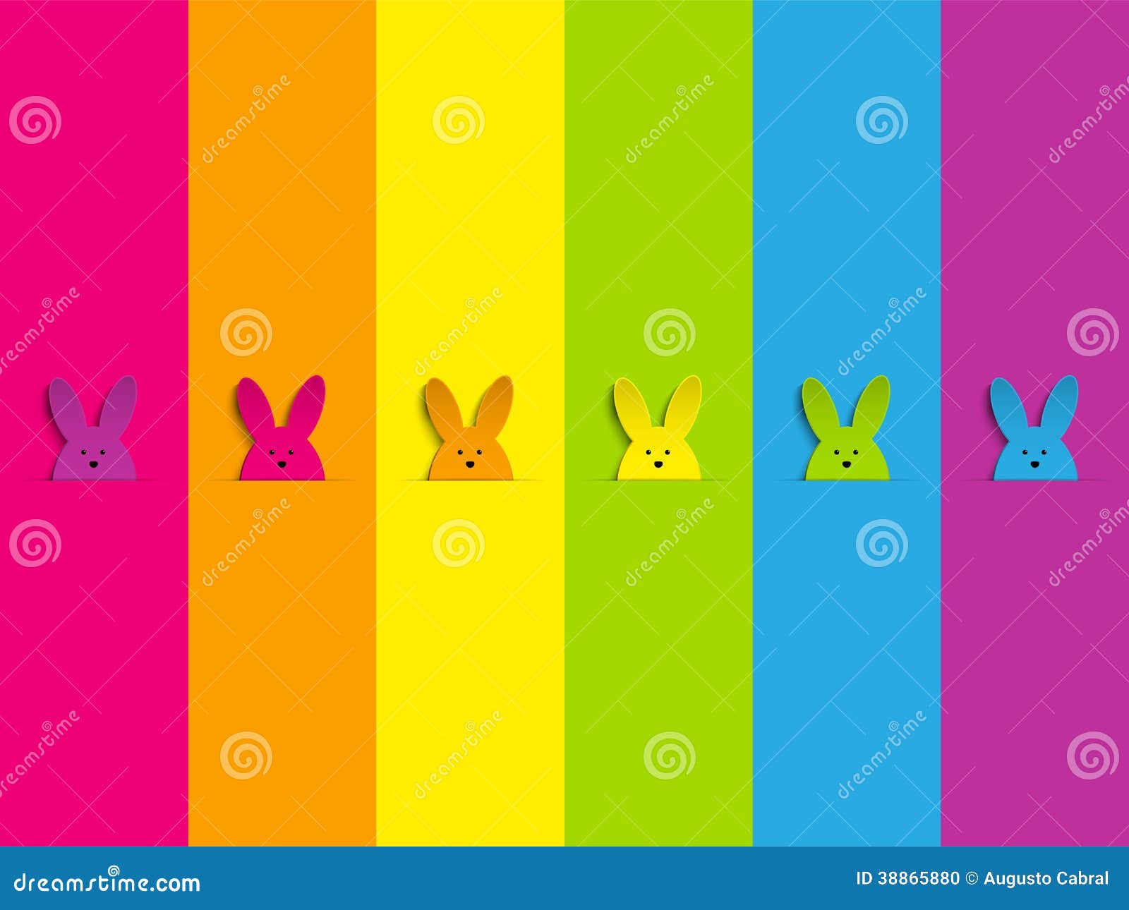 Happy Easter Rabbit Bunny On Rainbow Background Stock Illustration Happy Easter Rabbit Bunny On Rainbow Background Stock Illustration