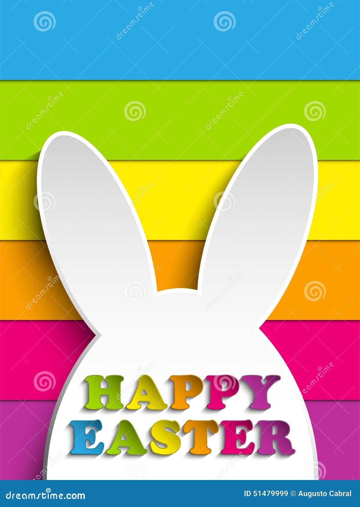Happy Easter Rabbit Bunny On Rainbow Background Stock Vector Happy Easter Rabbit Bunny On Rainbow Background Stock Vector