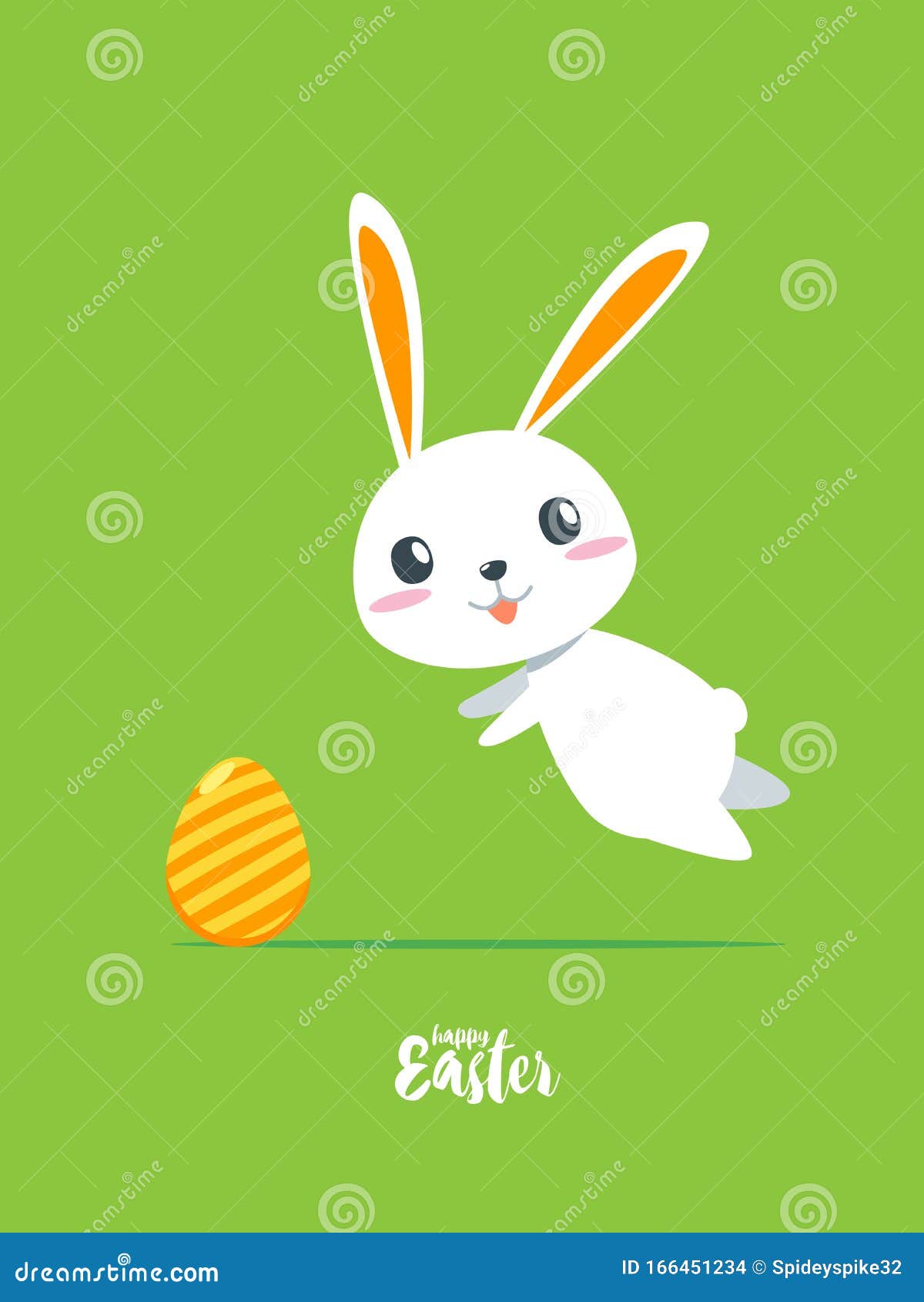 Happy Easter Rabbit Jump To Catch Egg Stock Illustration
