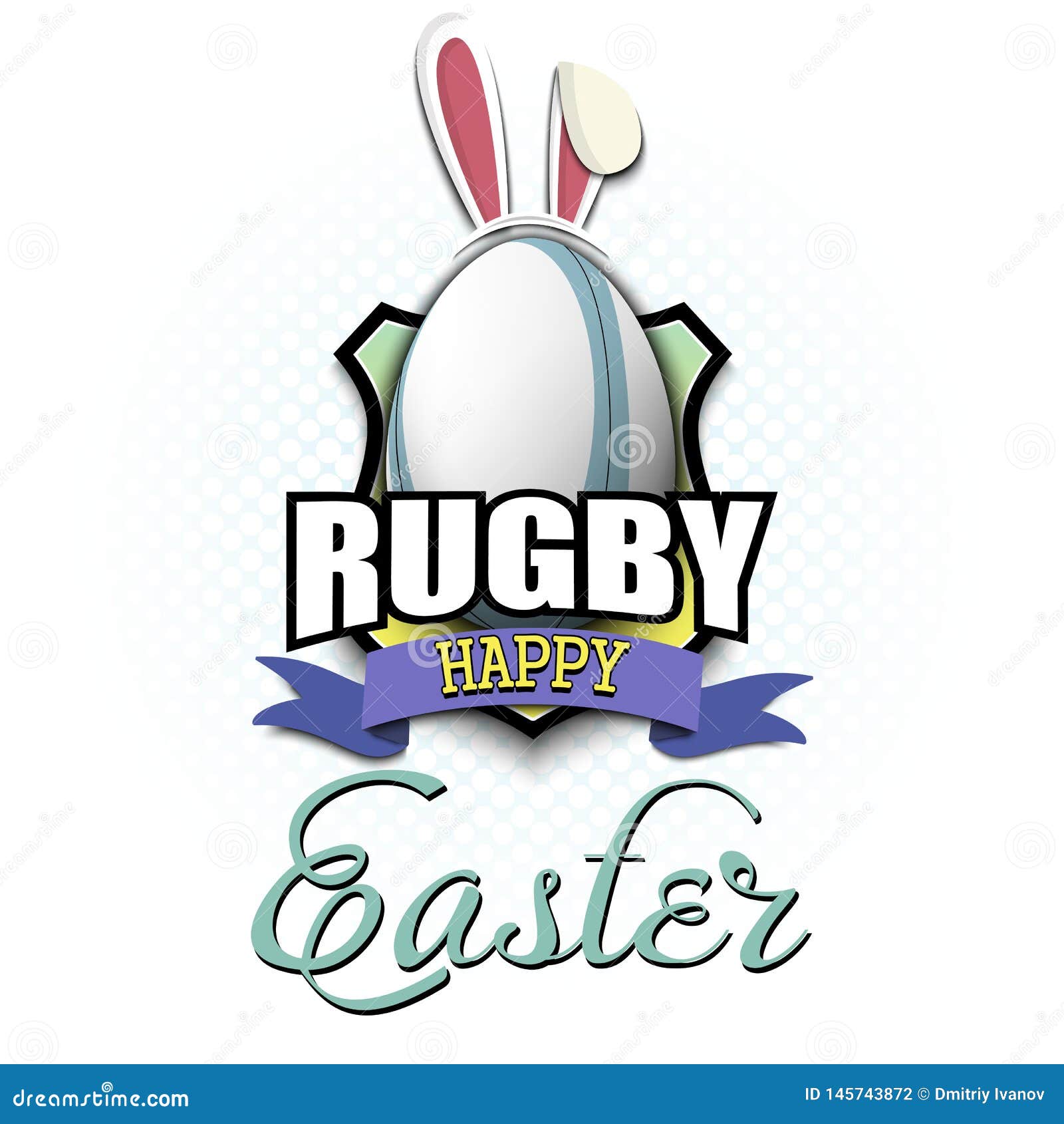 Happy Easter. Rugby Ball in the Form of a Egg Stock Vector