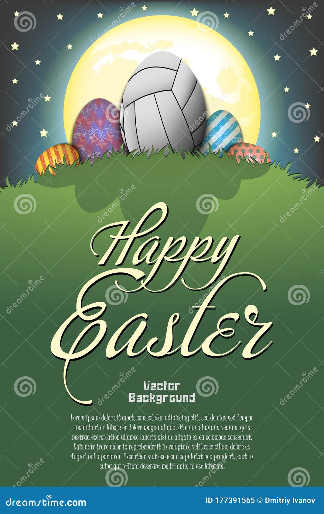 Happy Easter. Volleyball Ball in the Form of Egg Stock Vector