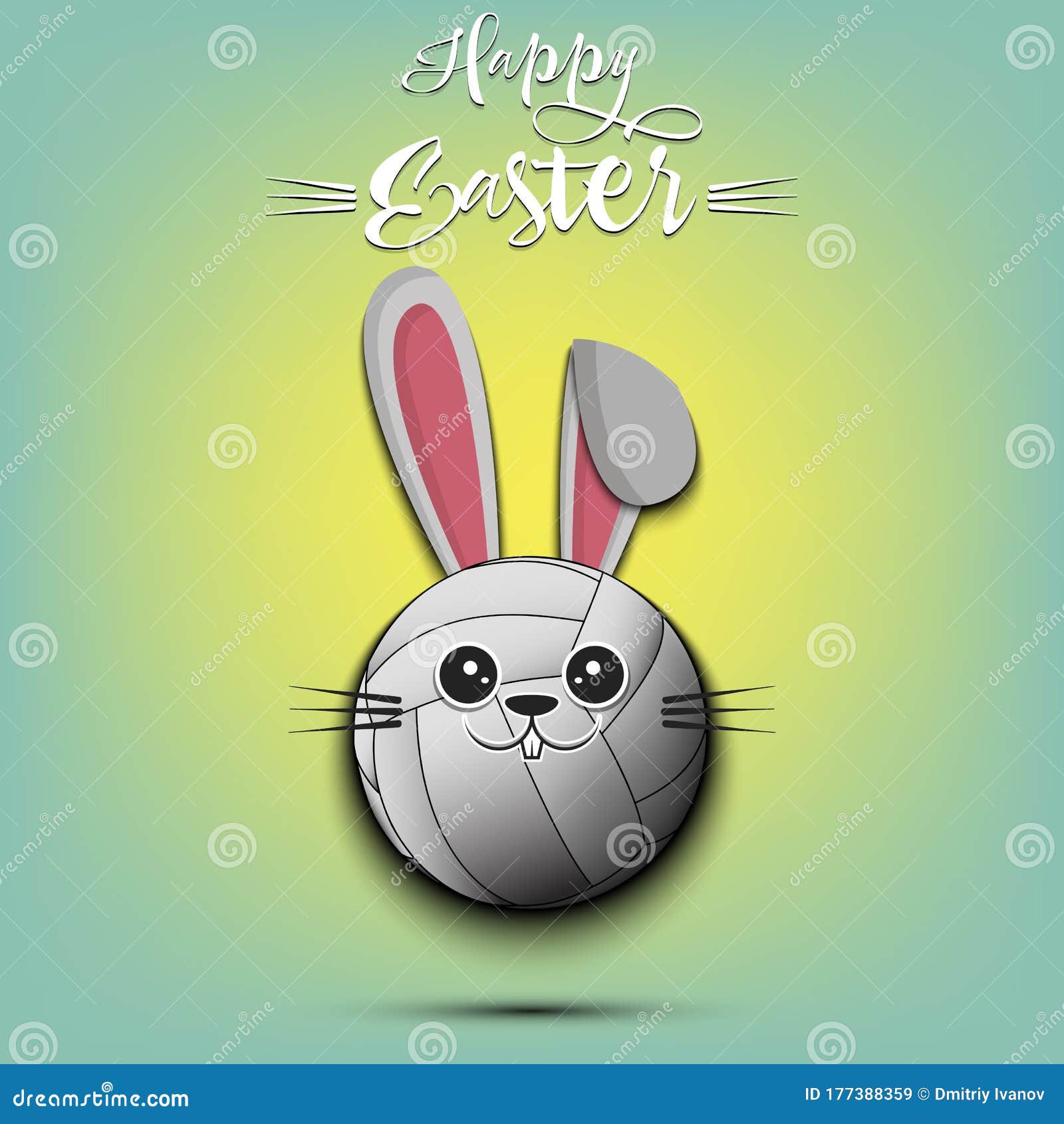 Happy Easter. Volleyball Ball Made in the Form of a Rabbit Stock Vector