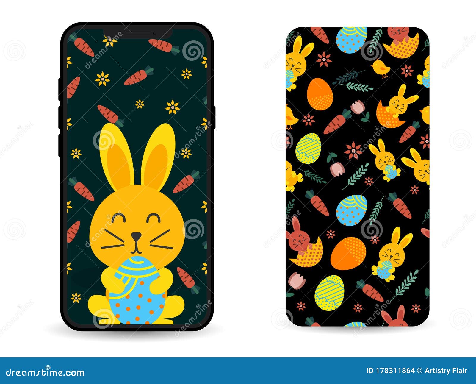 Happy Easter Wallpaper and Mobile Cover Design for New Generation. Doodle  Seamless Pattern Background Stock Vector - Illustration of leaf, gift:  178311864