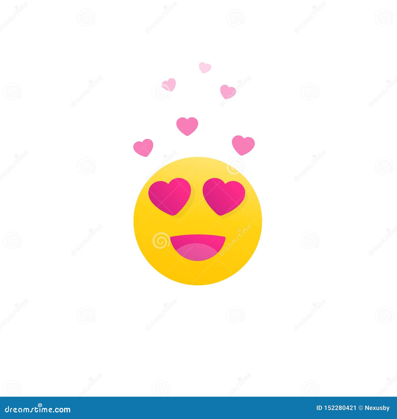 Happy Emoji with Hearts Eyes Stock Vector Illustration of cute