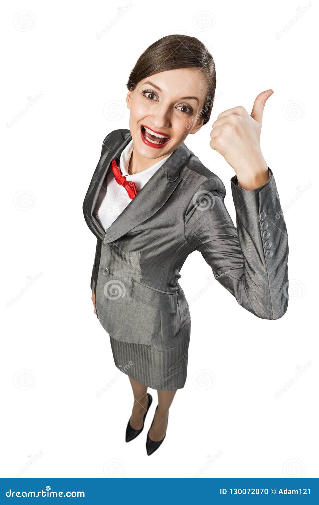 Happy Emotion Business Lady Showing Thumb Up And Looking In Came Stock