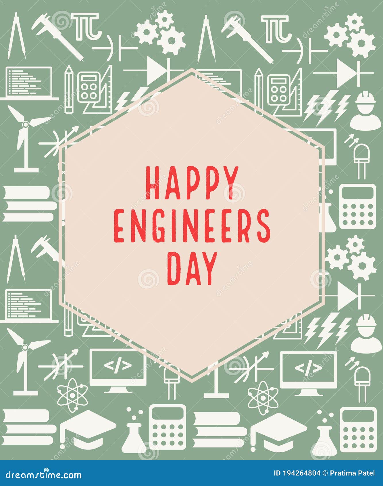 Happy Engineers Day Wish Greeting Card Abstract Background, Set of Icons,  Education Concept, Graphic Design Illustration Wallpaper Stock Illustration  - Illustration of brand, presentation: 194264804