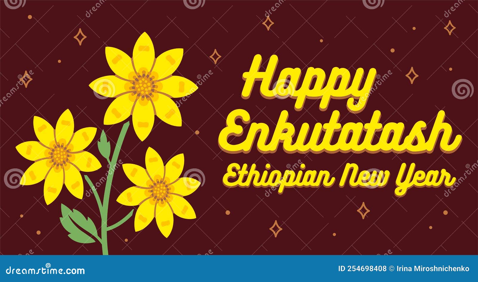 Happy Enkutatash Ethiopian New Year Stock Vector Illustration of