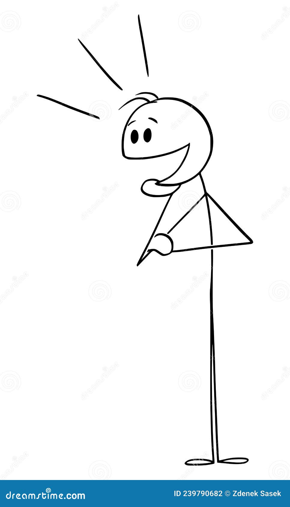 happy enthusiastic smiling person watching something ,  cartoon stick figure 