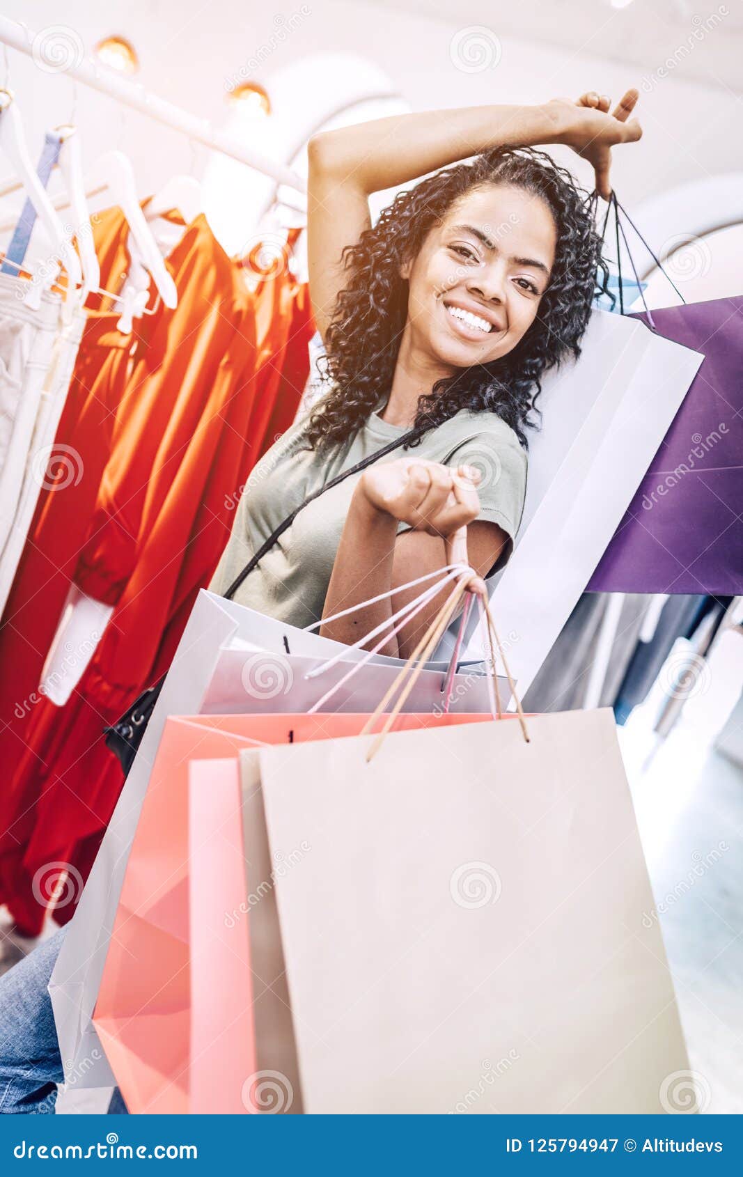 Coquette Black Woman with Bags in Shop Stock Image - Image of coquette ...