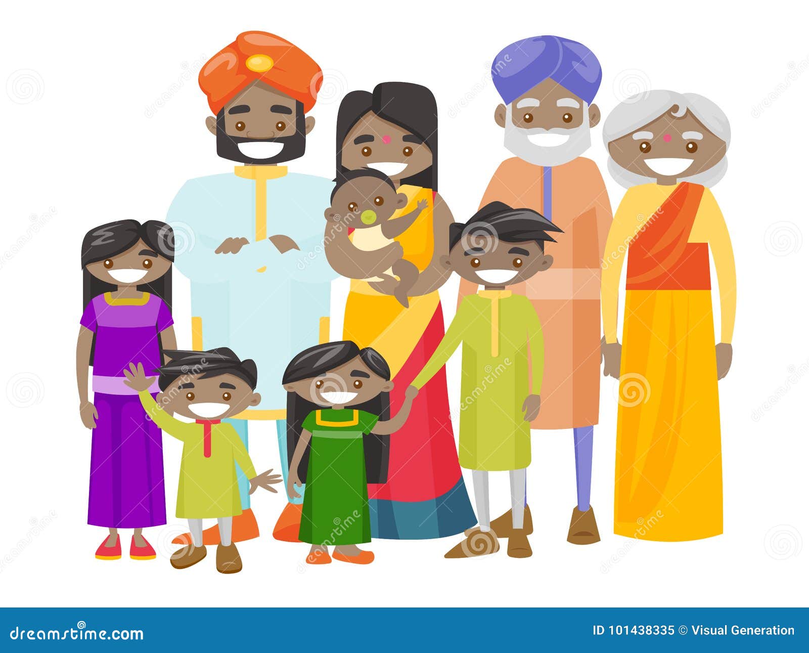 happy extended indian family with cheerful smile.