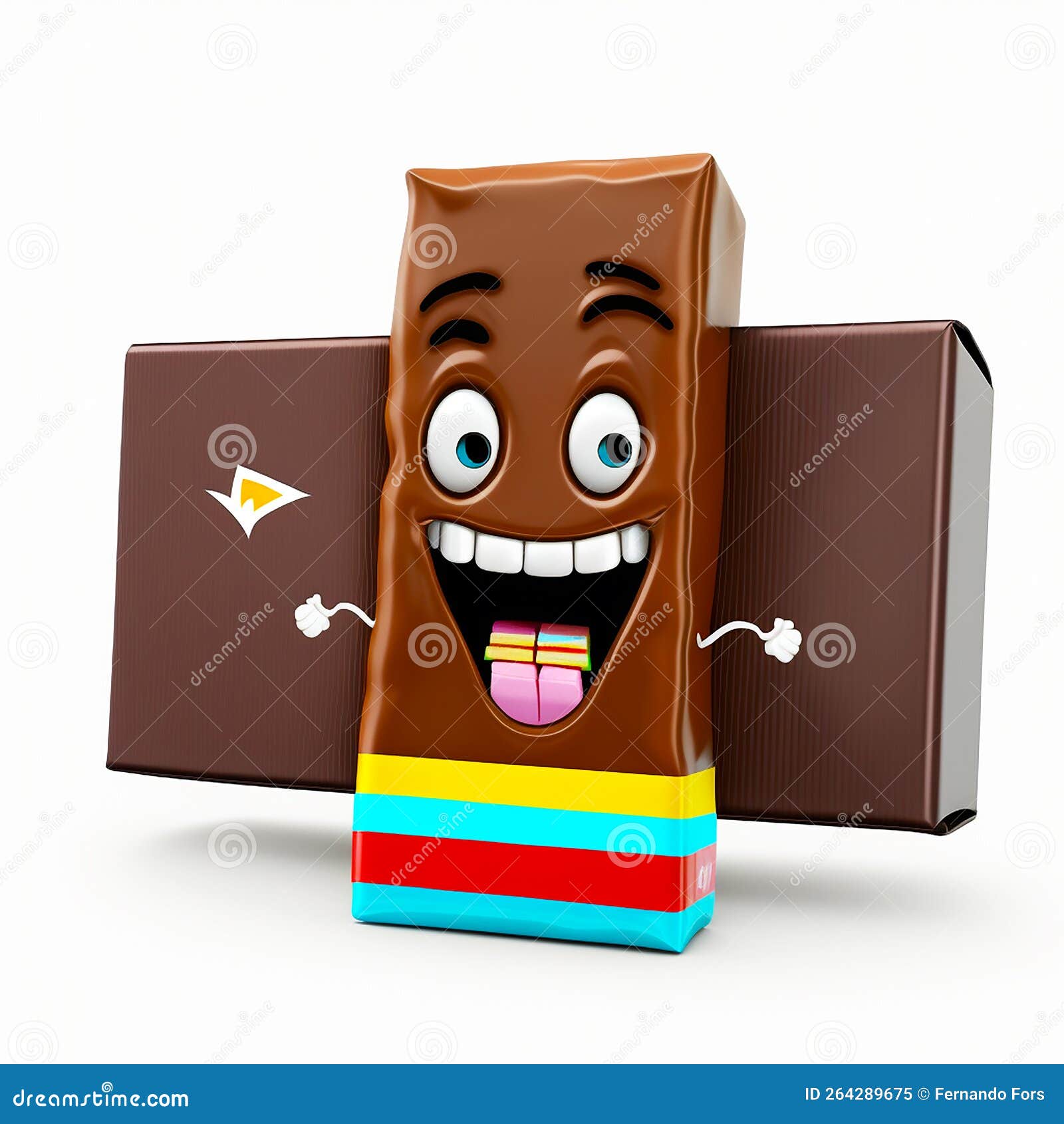 Happy Face Chocolate Candy Bar Emoji 3D Stock Illustration