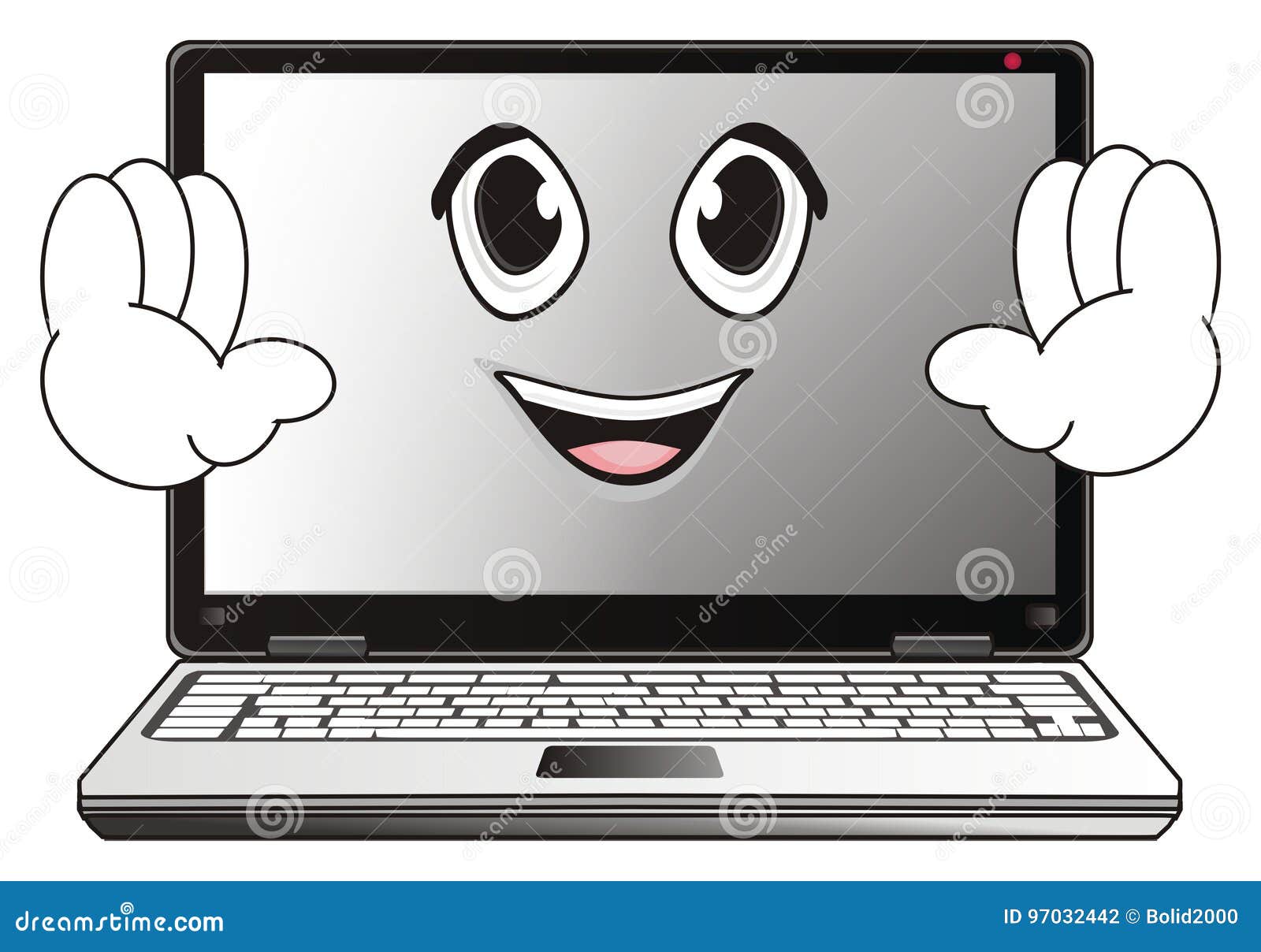 Happy face of laptop stock illustration. Illustration of digital - 97032442