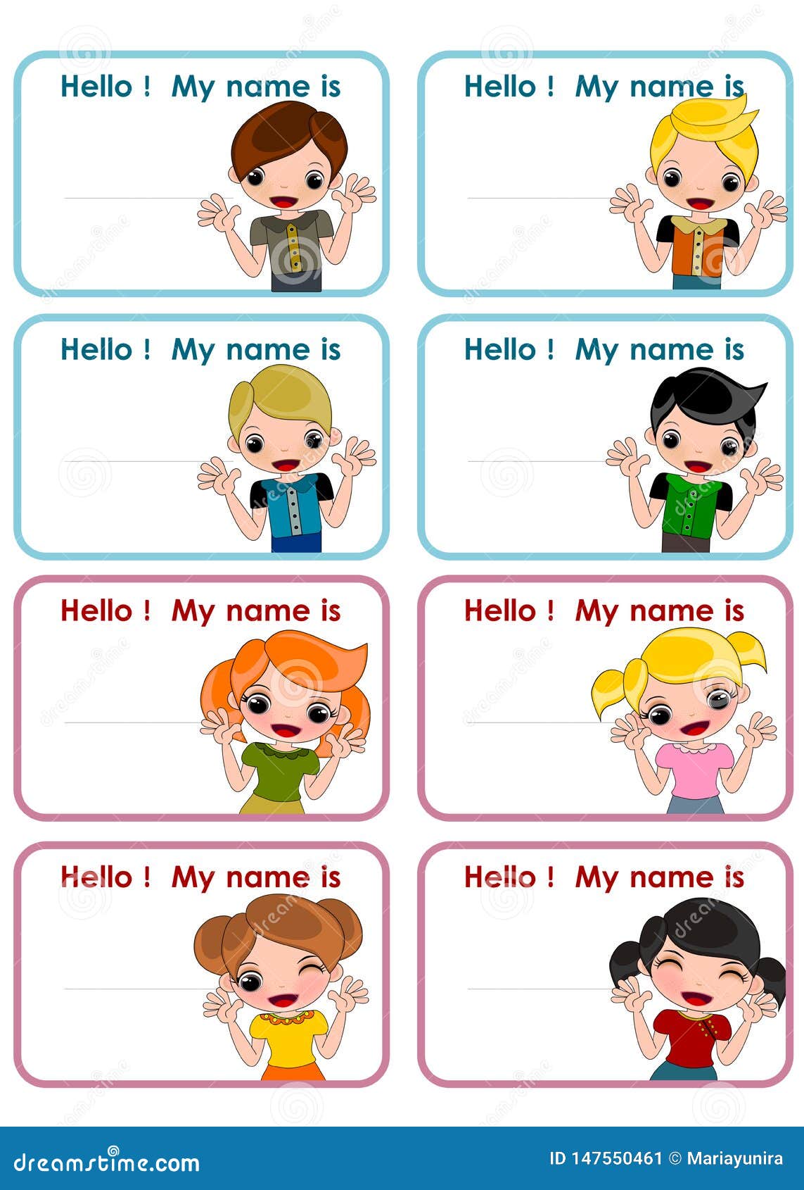 Name For Kids Set Illustrations Stock Vector Illustration Of Couple Card