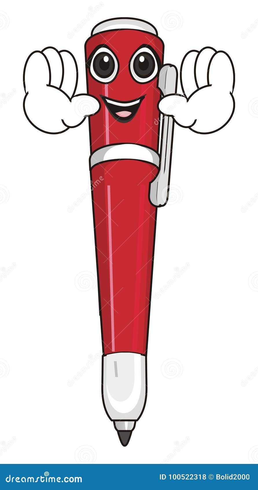Happy face of pen stock illustration. Illustration of hold - 100522318