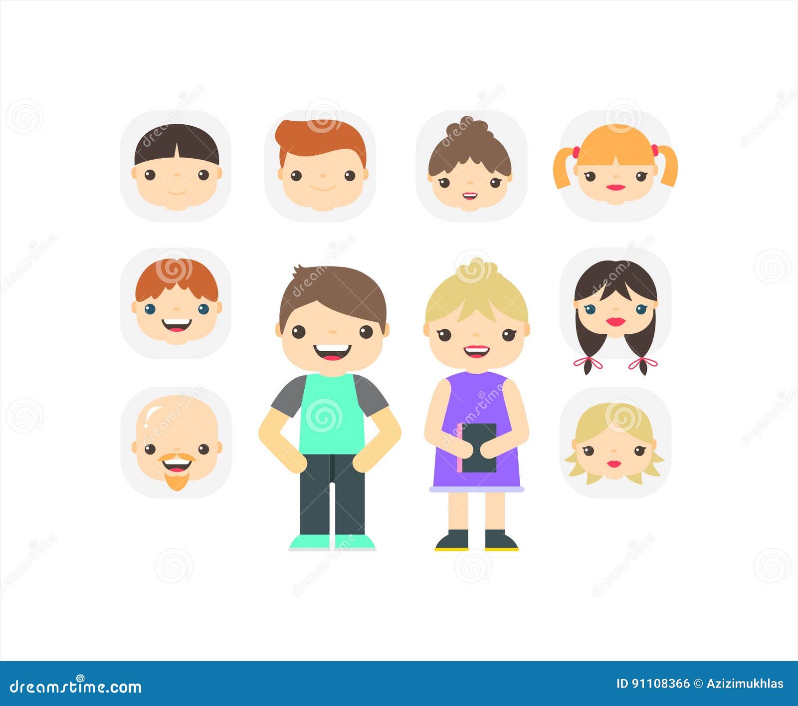 Happy face people stock vector. Illustration of characteristics - 91108366