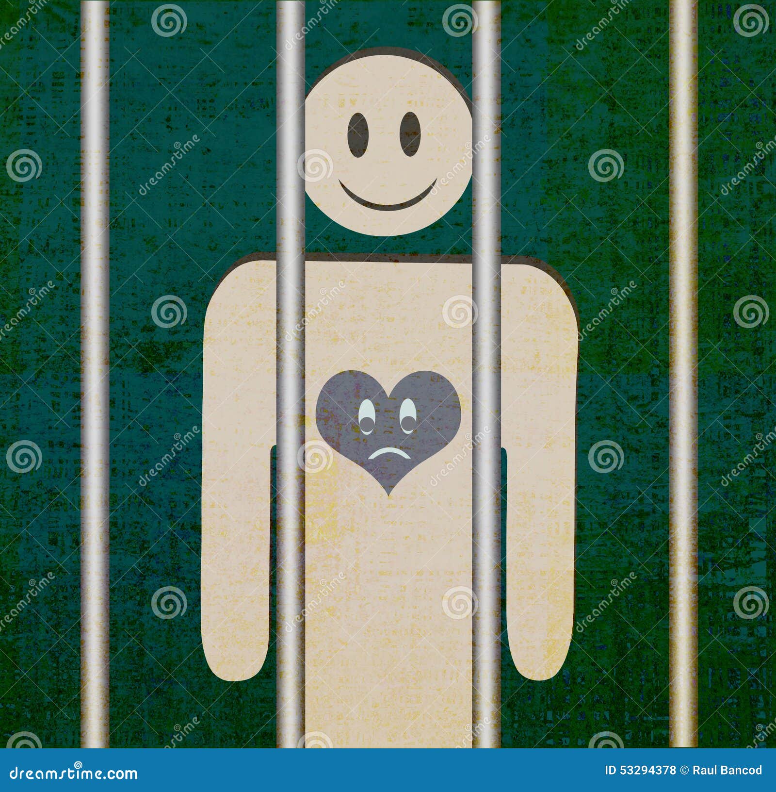 Man Prisoner To His Heart Vector Cartoon Illustration | CartoonDealer ...
