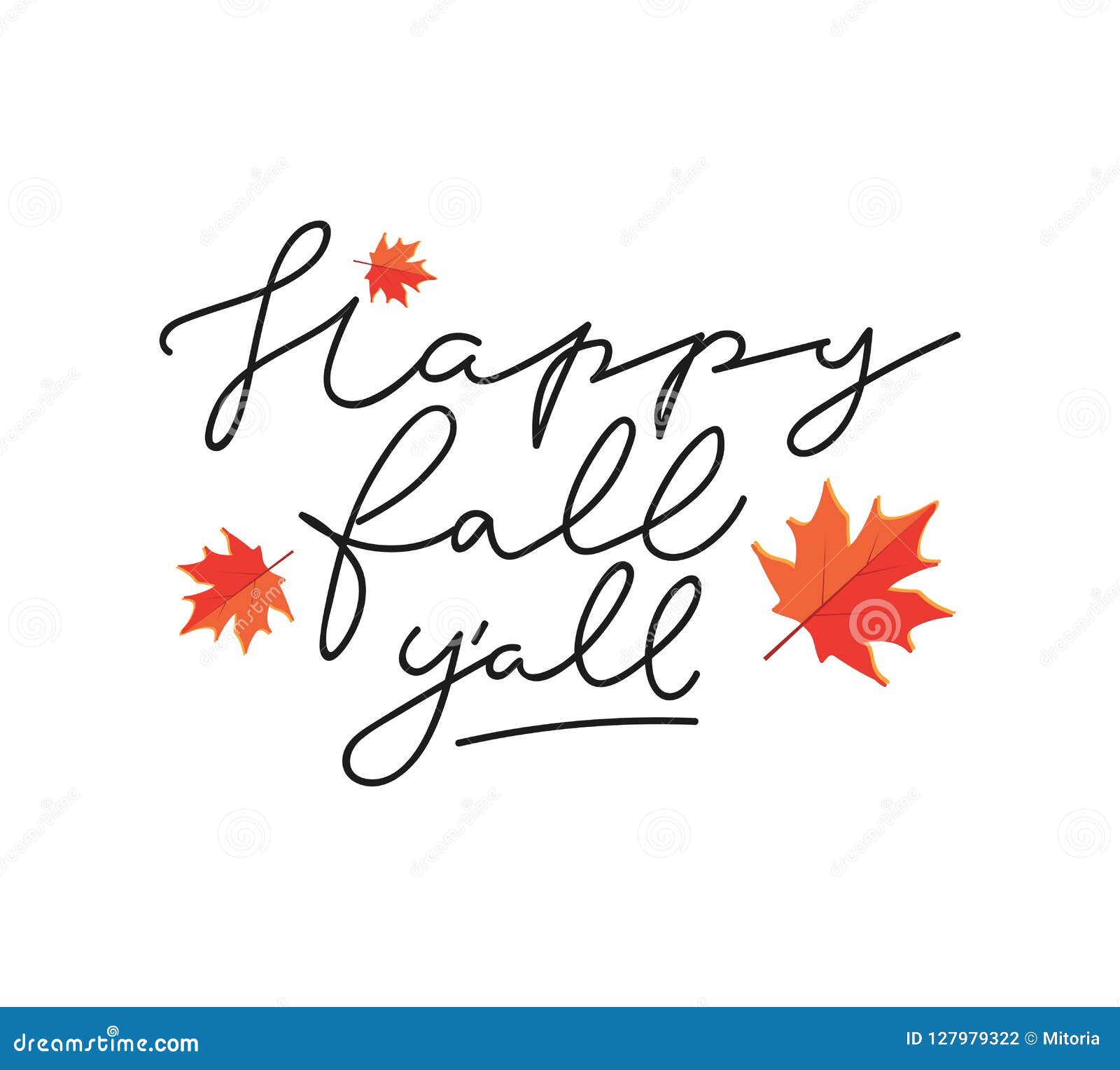 Happy Fall Y `all Inspirational Autumn Poster With Lettering In R Stoc...