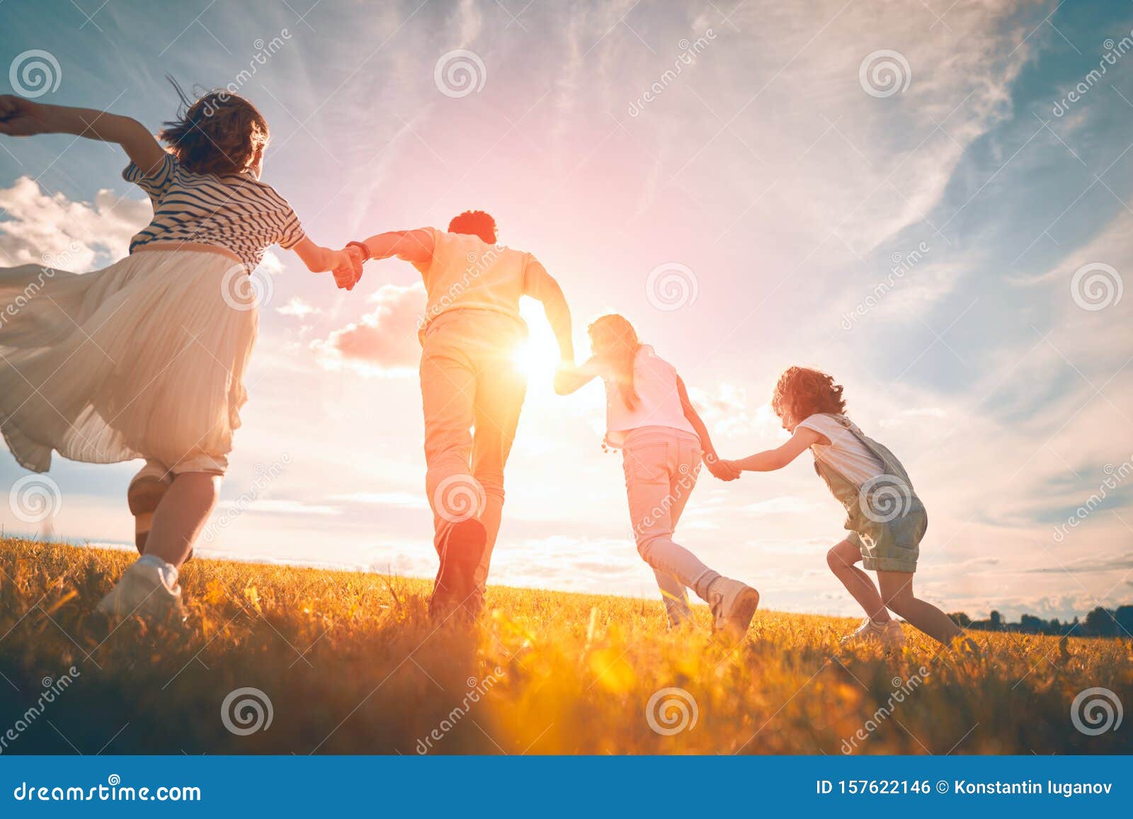 happy family on autumn walk