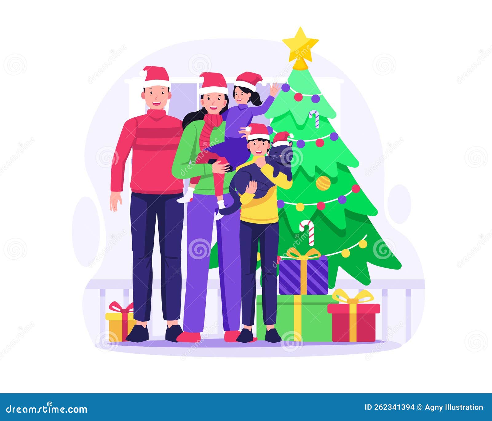 Big Family Celebrates Christmas Fancy Tree Vector Royalty Free why-christmas-is-celebrated