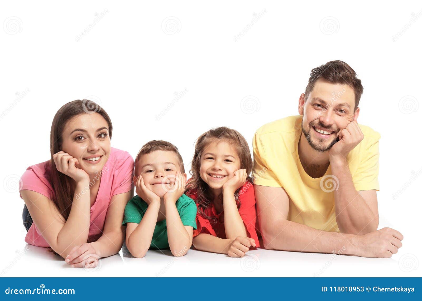 Happy Family With Children On White Background Stock Image ...