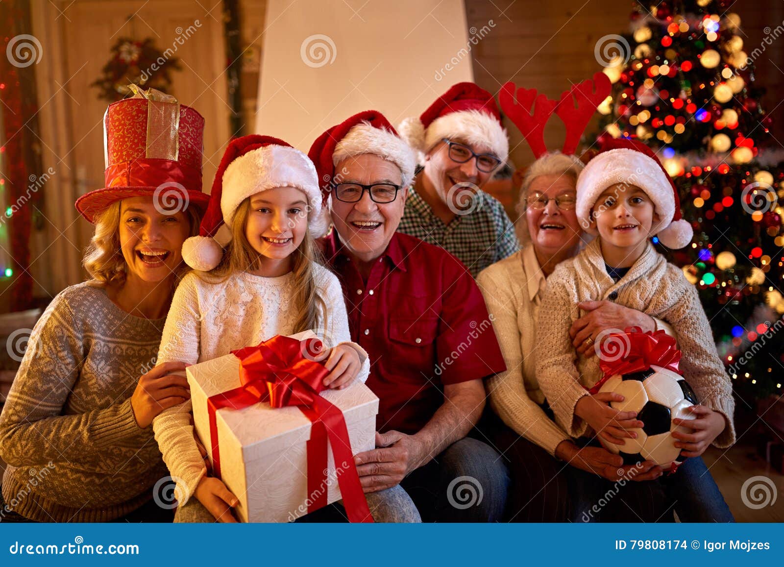 happy family with christmas gifts