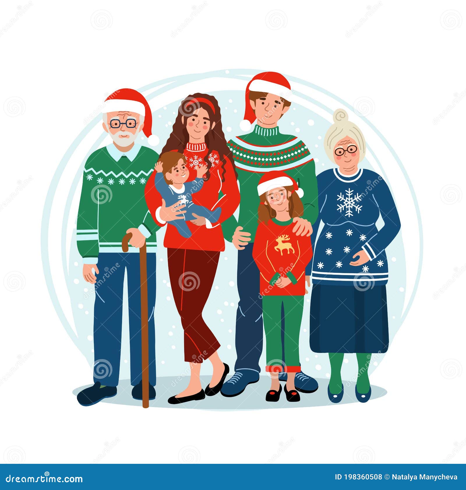 Christmas Party Series Cartoon Drawing Q Version Together Happy PNG Images  | PSD Free Download - Pikbest