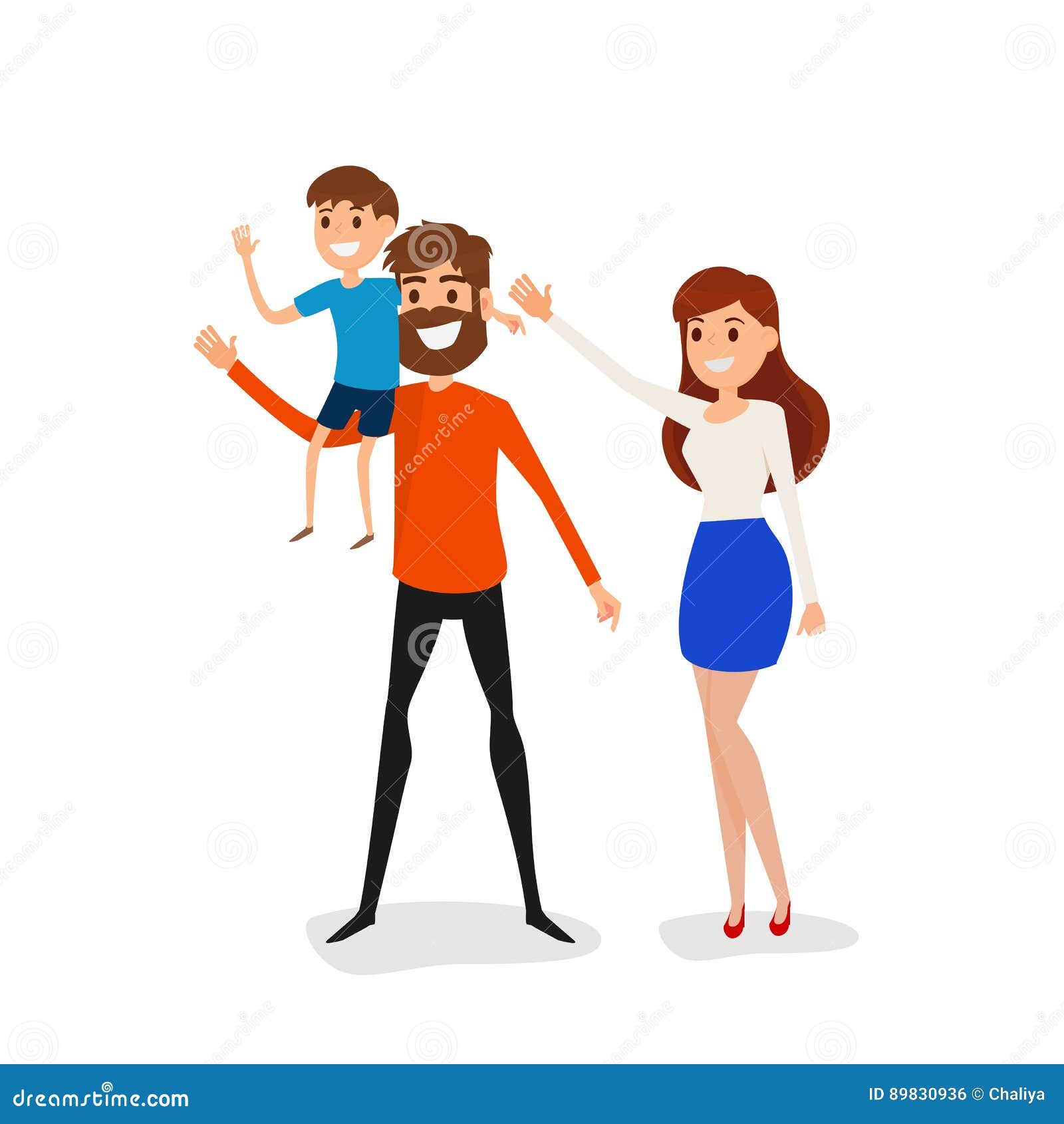 Happy Family Father, Mother and Son Concept. Dad Carrying Little Stock  Vector - Illustration of love, parent: 89830936
