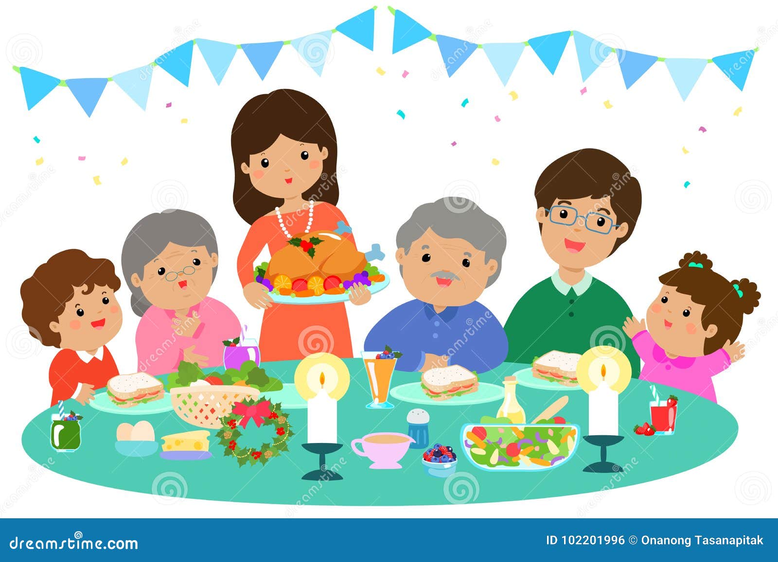 Christmas Dinner Of A Multigenerational Family Vector CartoonDealer christmas-dinner-of-a-multigenerational-family-vector-cartoondealer