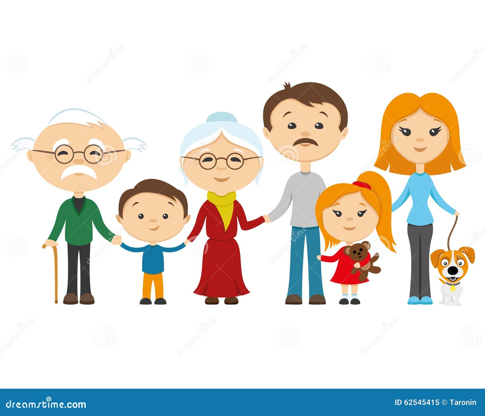 Happy Family Holding Hands. Stock Vector - Image: 62545415