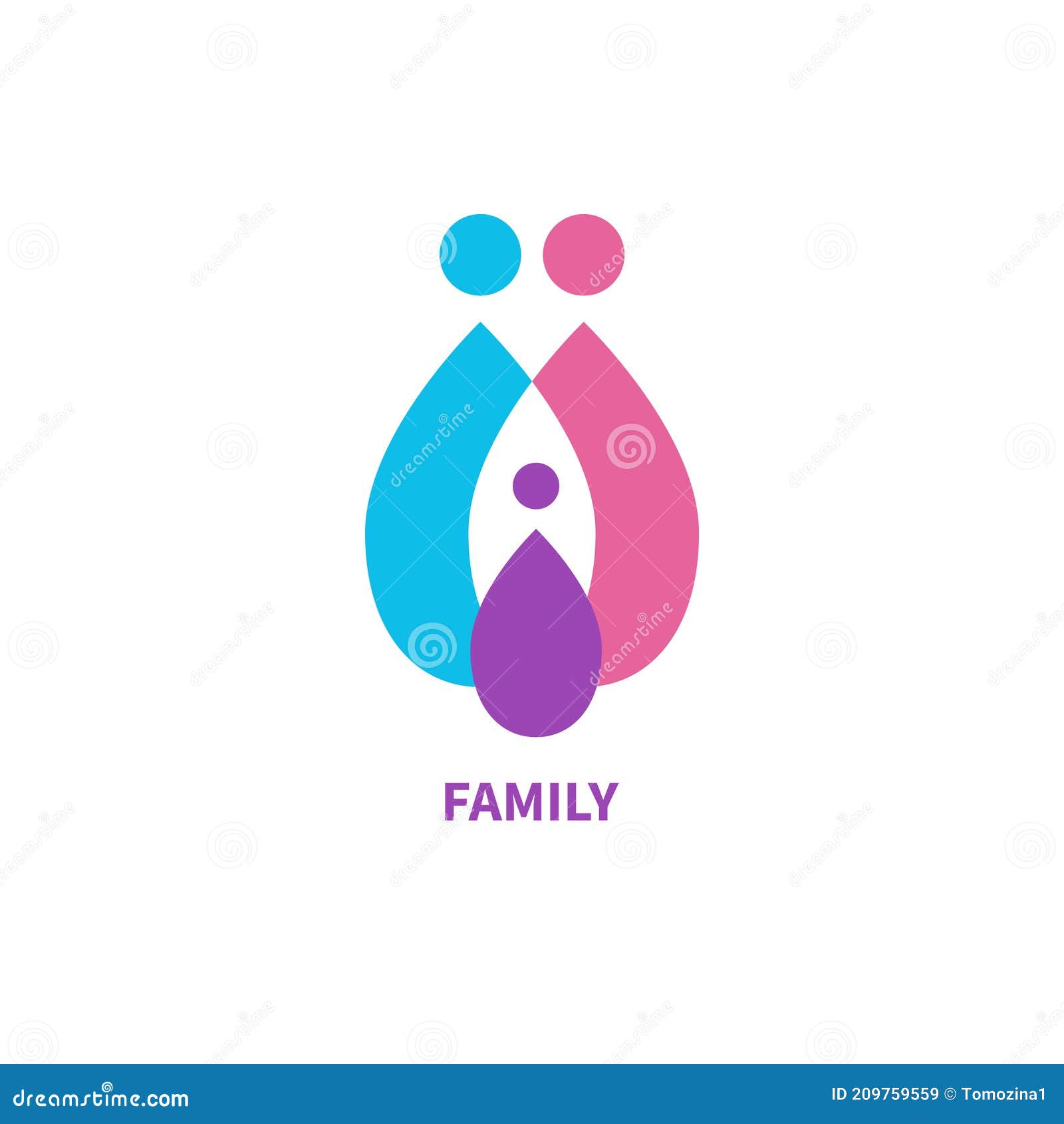 Happy Family Logo of Three People, Mother, Father and Child Stock ...