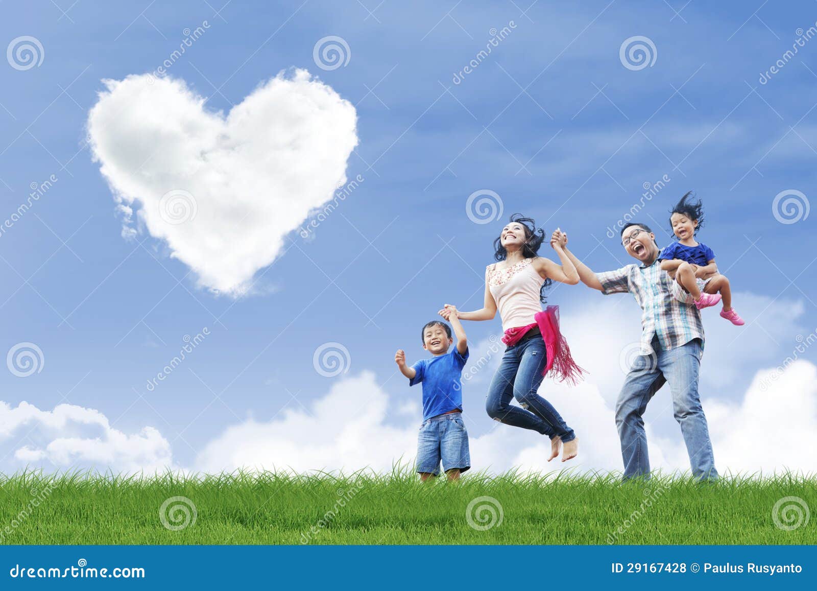 Happy Family and Love Clouds Stock Photo Image of holding, beautiful