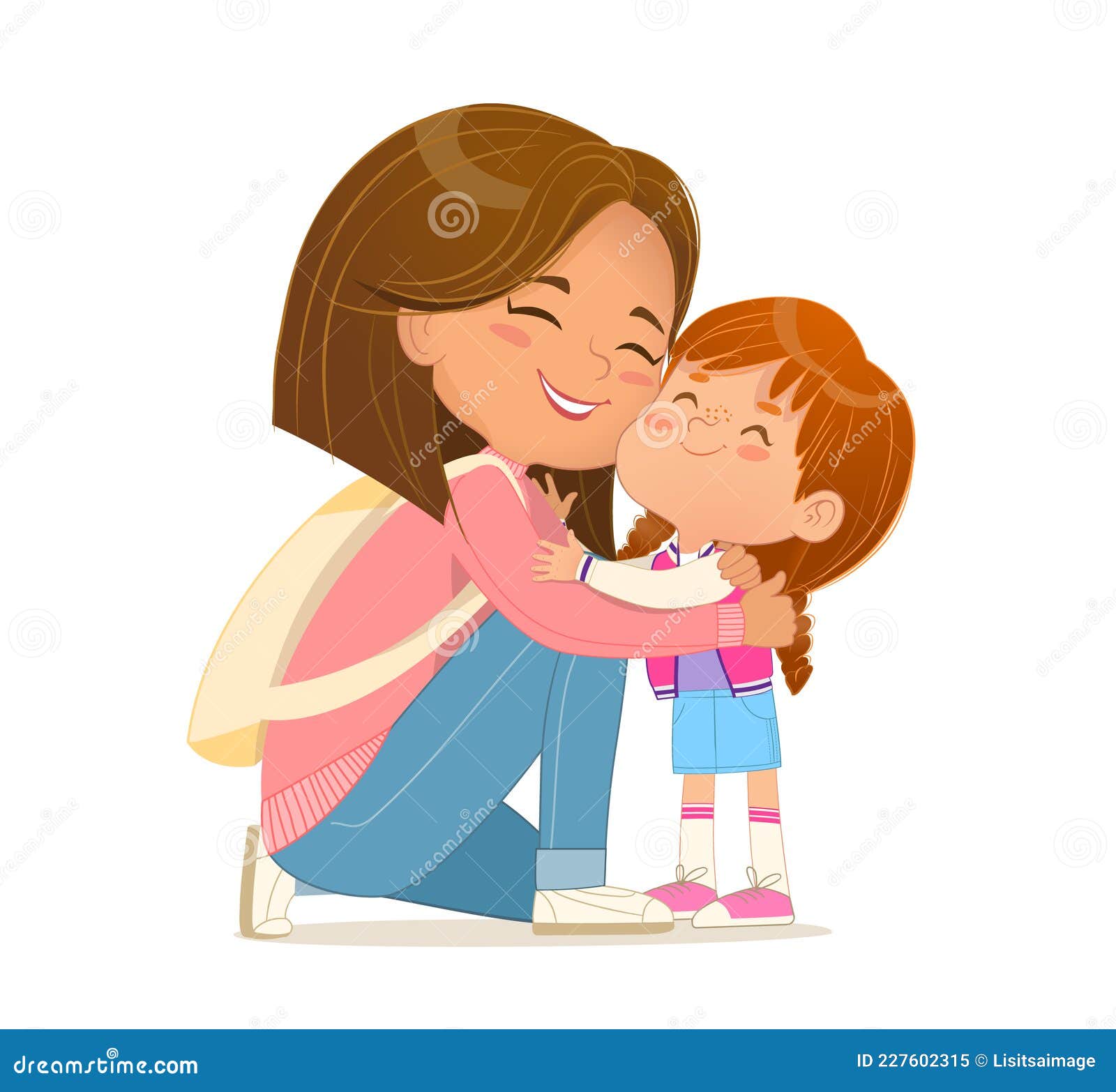 Mom And Daughter Hugging Vector 142188603 