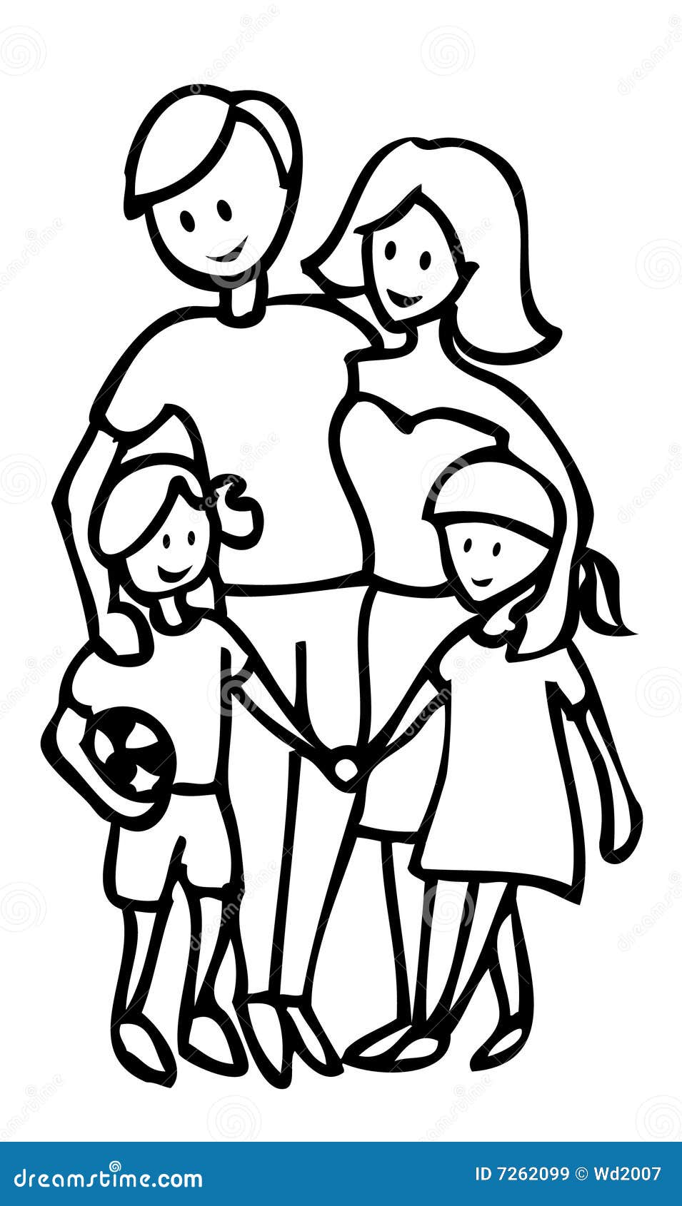 sketch of a family of 4 clipart