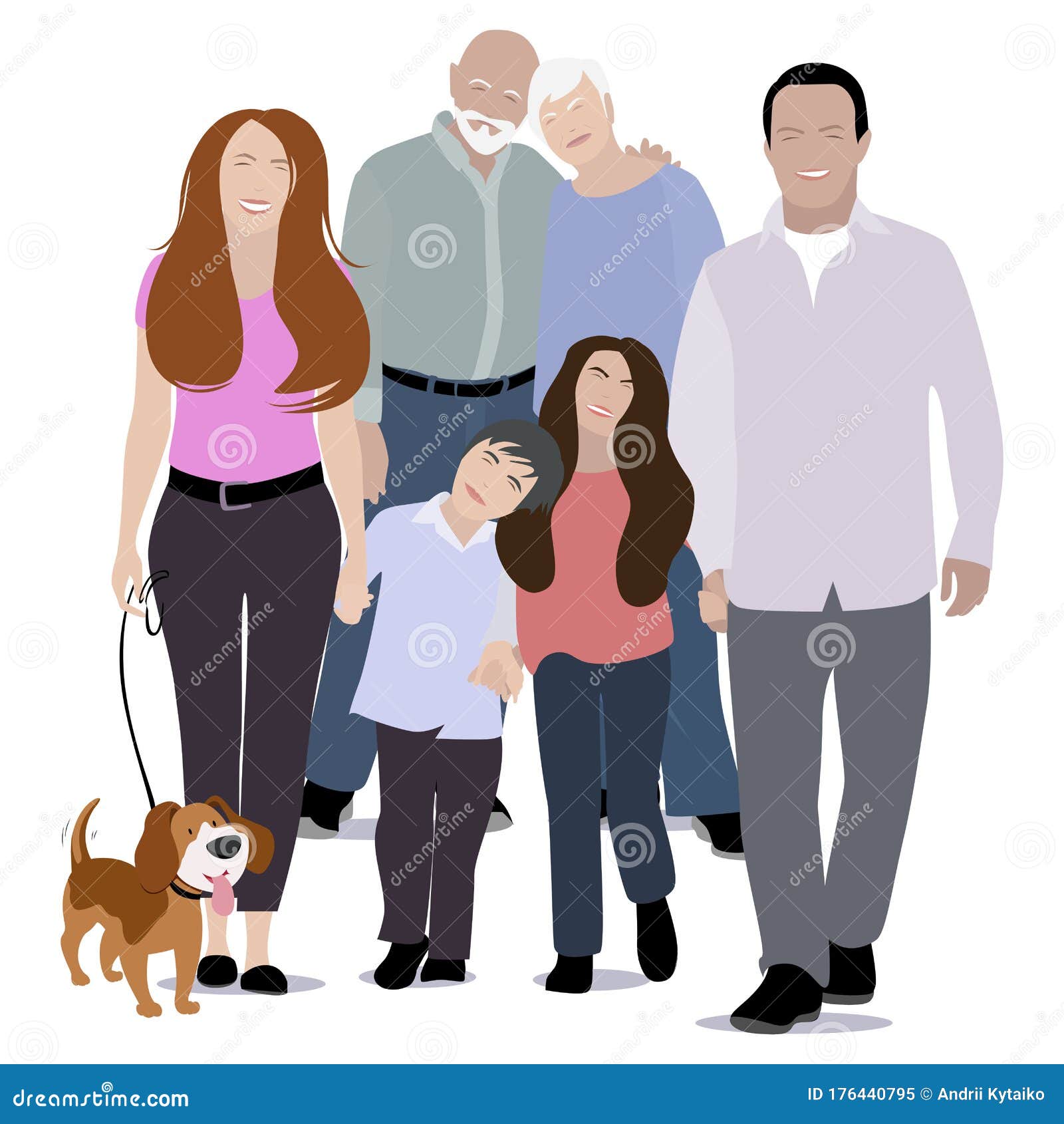 Happy Family Portrait, Generation Young and Old Stock Vector ...