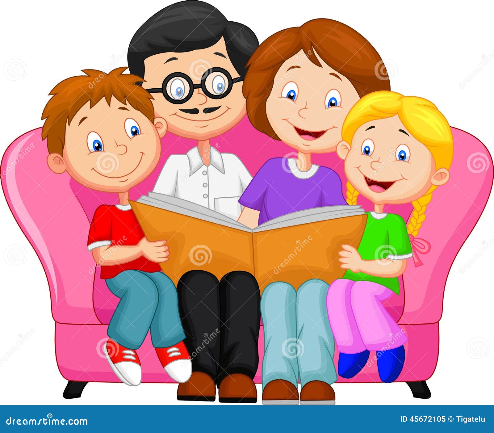 free family reading book clipart