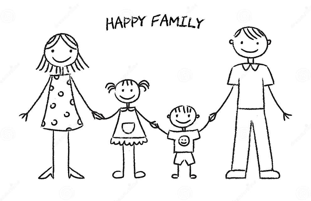 Happy family sketch stock vector. Illustration of black - 49413921