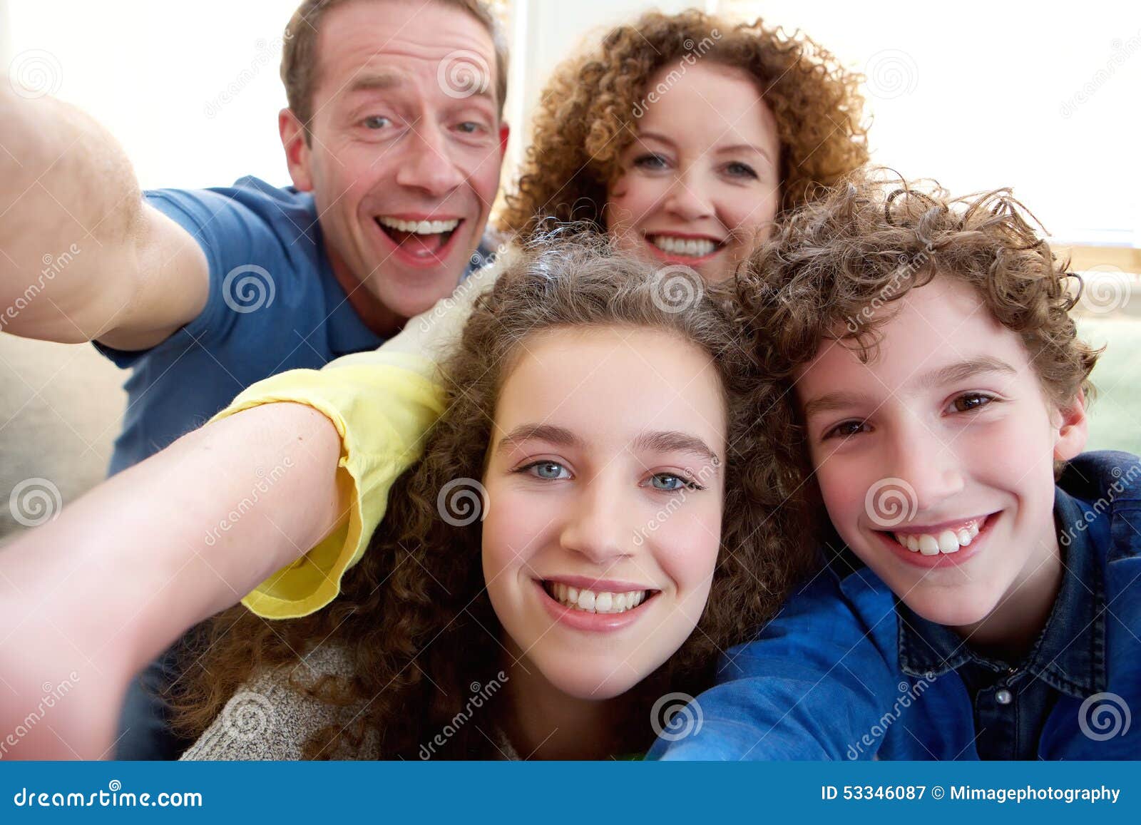 Happy Family Taking a Selfie Together Stock Image - Image of face