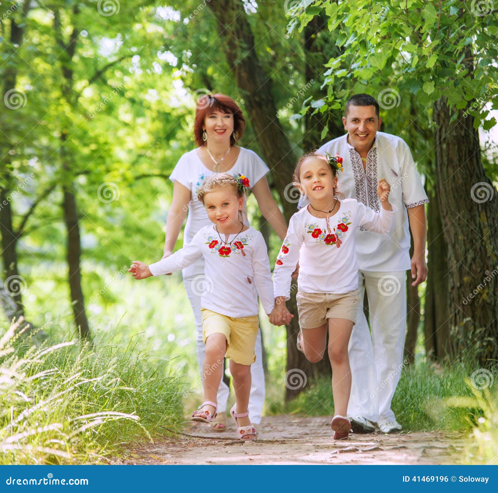 Happy Family on the Walk in Park Stock Photo Image of happy, child