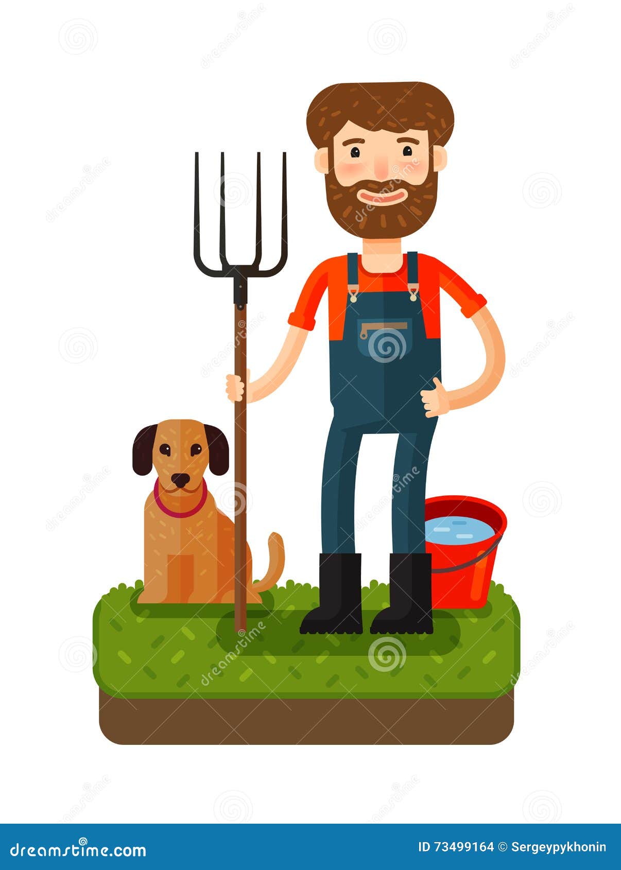 farmer and dog clip art