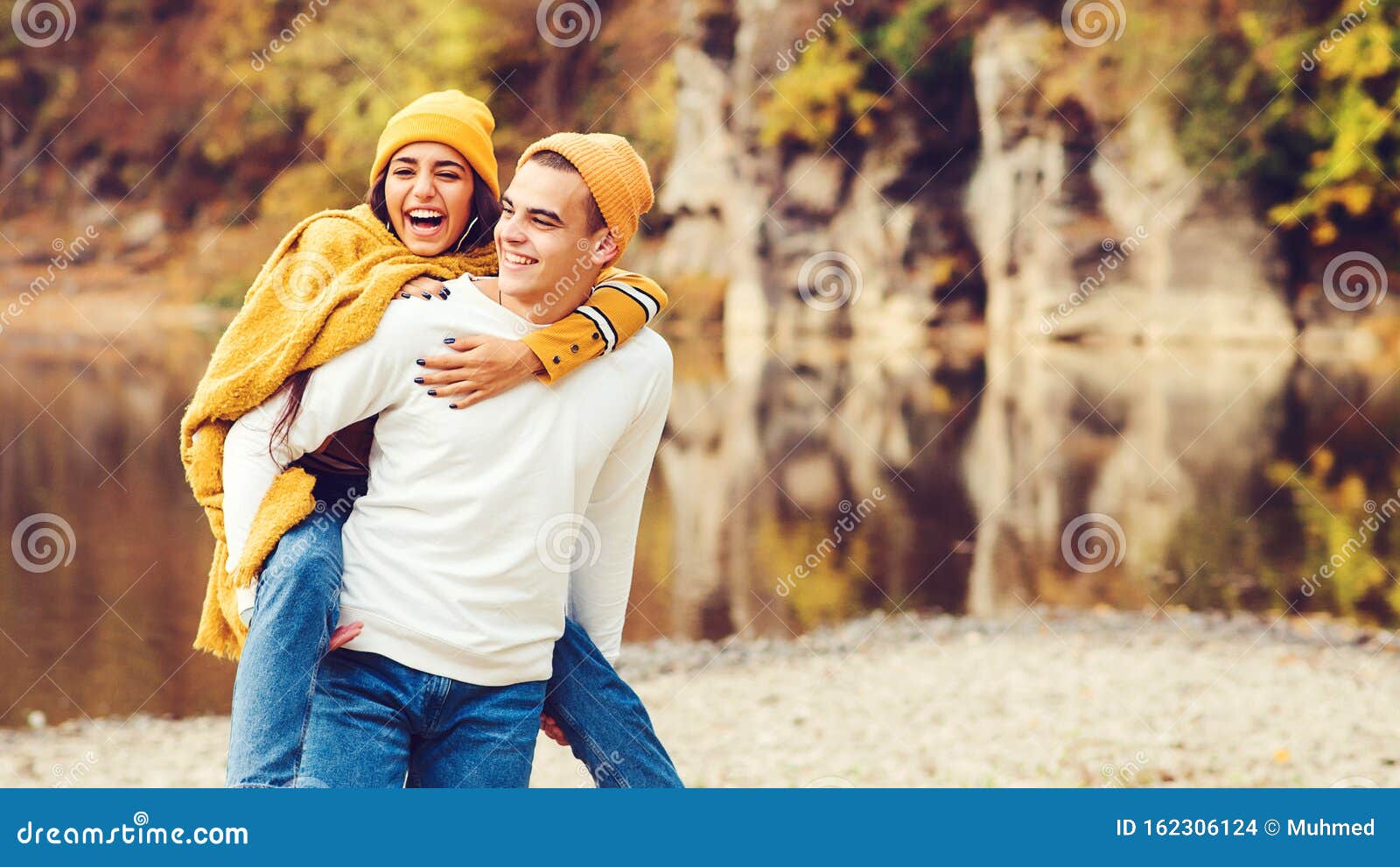 Happy Fashionable Couple Having Fun Together Outdoors Love