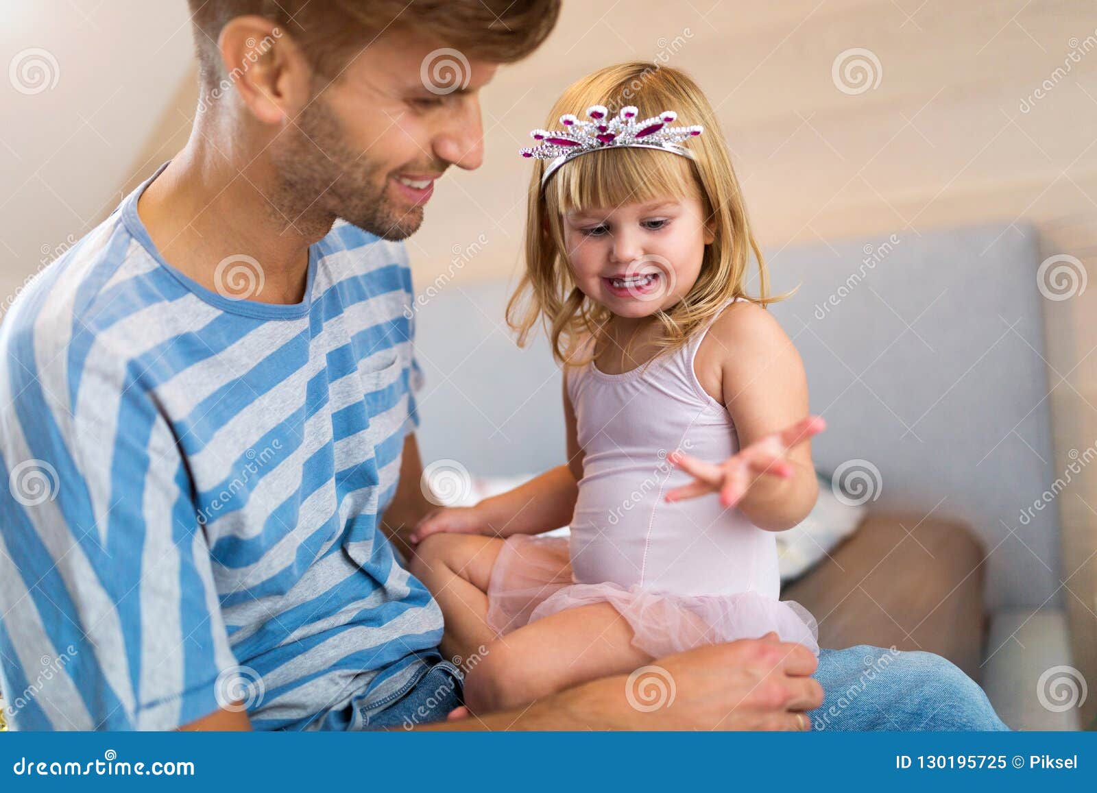 Father Playing with Daughter at Home Stock Image Image of caucasian