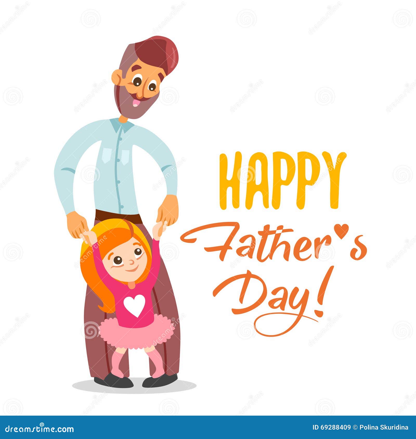 Happy Father S Day Card with Illustration of Dad and Daughter. Stock Vector  - Illustration of leisure, cartoon: 69288409