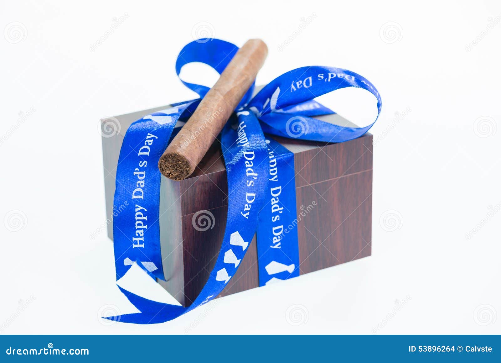 Happy Father S Day With A Gift Box And Cuban Cigar Stock Photo - Image