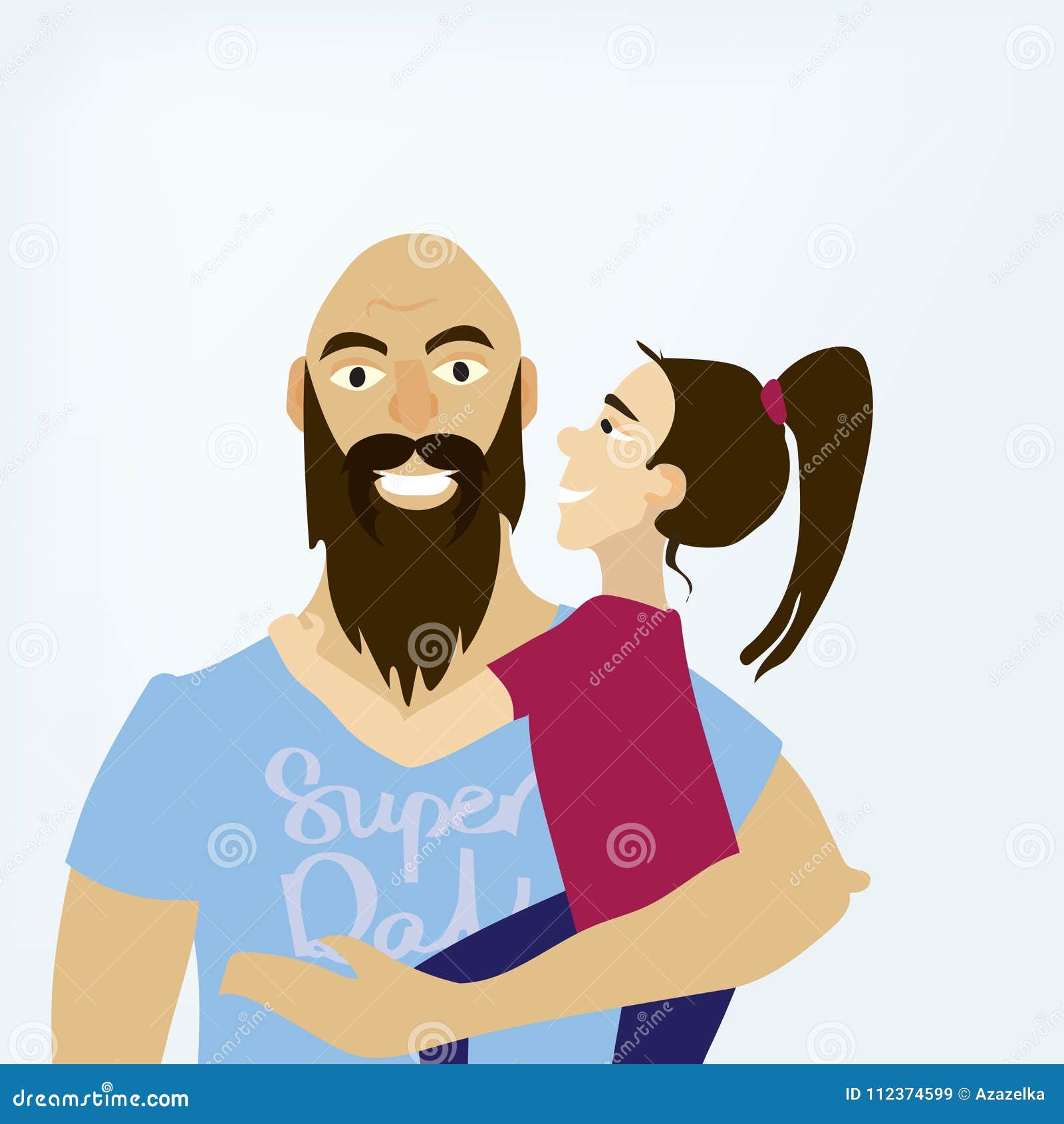 Download Happy Father`s Day. Super Dad Holding His Daughter. Vector ...